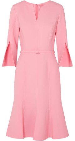 Belted Wool-blend Dress - Baby pink