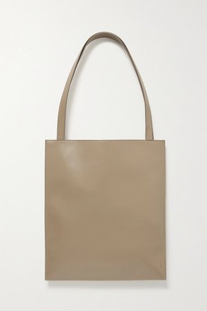 Flat Leather Tote - Sand