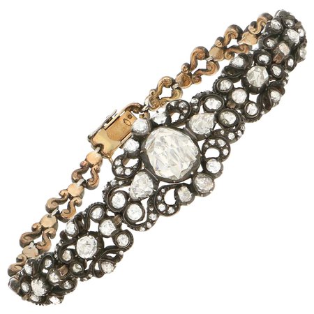 Georgian Rose-Cut Diamond Cluster Bracelet Set in Silver on Gold For Sale at 1stDibs | 18ct rose gold watches