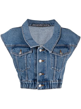 Shop Alexander Wang cropped denim vest with Express Delivery - FARFETCH
