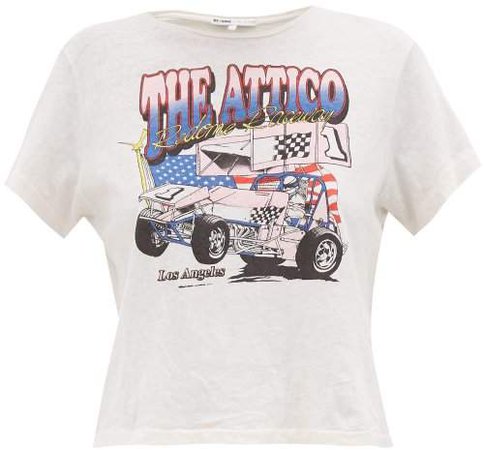 X The Attico Logo Print Cotton T Shirt - Womens - White Multi