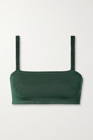 Forest green + NET SUSTAIN cropped stretch-knit bra top | Calle Del Mar | NET-A-PORTER