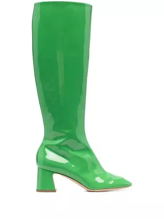 Moschino patent-effect 60mm Knee Boots - Farfetch