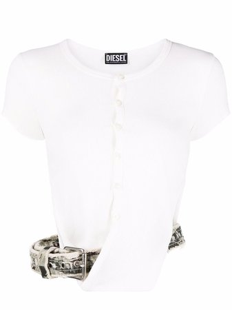 Shop Diesel belt-detail short-sleeved T-shirt with Express Delivery - FARFETCH