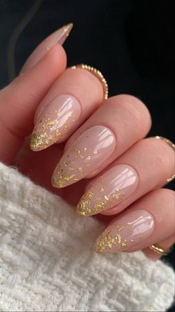 gold french ombre nails