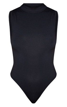 Black High Neck Jersey Sleeveless Bodysuit | PrettyLittleThing