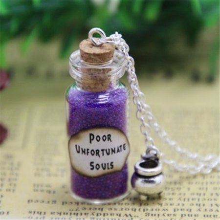 Ursula Poor Unfortunate Souls glass Bottle Necklace with Cauldron Charm necklace | eBay