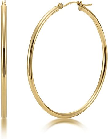 Amazon.com: High Polished 14k Yellow Gold 2mm x 40mm Click Top Tube Hoop Earrings - By Kezef Creations : Clothing, Shoes & Jewelry