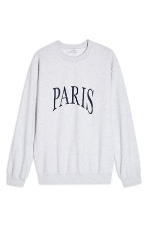 Topshop Paris Embroidered Oversize Sweatshirt white