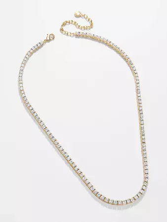 Bennett Tennis Necklace - Gold Plated Brass – Tennis Necklace – BaubleBar