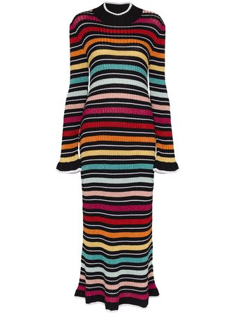 Mary Katrantzou Rainbow Stripe Knitted Midi Dress Ss20 | Farfetch.com