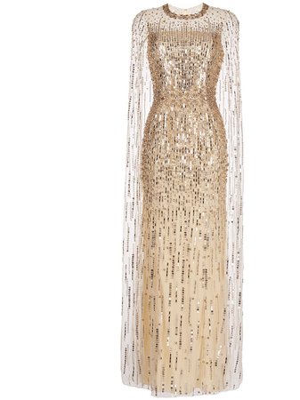 Jenny Packham Lux sequin-embellished Cape Gown - Farfetch
