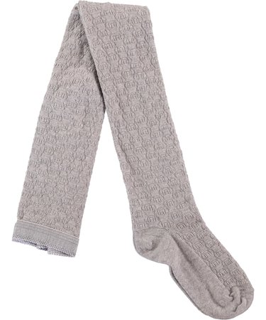 Waffel Tights - Grey Melange - Grey tights in a waffle pattern - Molo