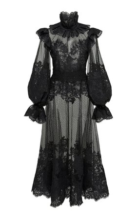 Ruffled Flocked Tulle Maxi Dress by Zimmermann | Moda Operandi