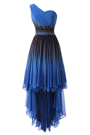 Sunvary Fashion One-Shoulder Chiffon Beads Homecoming Prom Dresses Bridesmaid Gown Size 6- Blue and Black at Amazon Women’s Clothing store