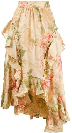 asymmetric floral skirt