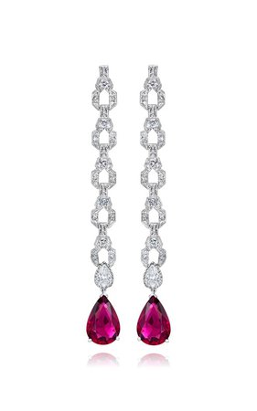 Exclusive Platinum, Diamond and Rubellite Earrings by Mindi Mond | Moda Operandi