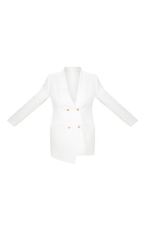 Plus White Gold Button Blazer Dress | PrettyLittleThing USA