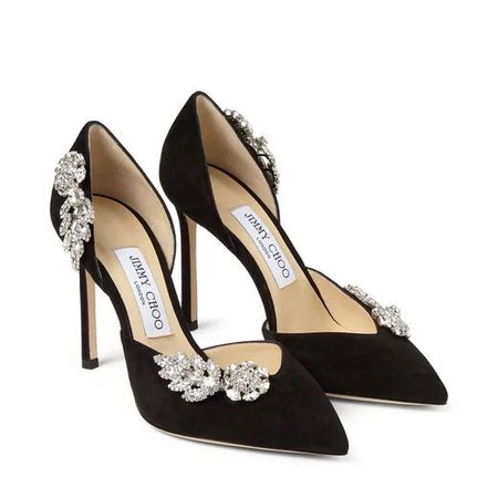 black heels crystal embellished jimmy choo