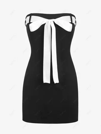 Women's Sexy Dating Night Out Ribbons Bow Decor Mini Strapless Tube Dress In BLACK | ZAFUL 2024