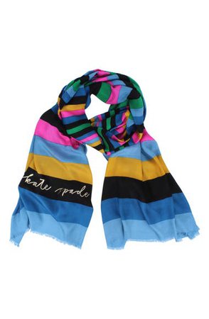 kate spade new york enchanted stripe twill scarf | Nordstrom