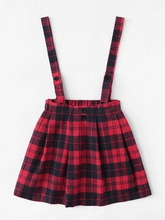 Checked Pleated Pinafore Skirt - romwe
