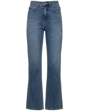 DUNST Linear High Rise Straight Jeans in Blue | Lyst