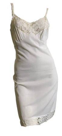 White Nylon Lace Trimmed Full Slip circa 1960s – Dorothea's Closet Vintage