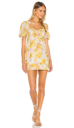 For Love & Lemons Zinna Mini Dress in Lemonade | REVOLVE