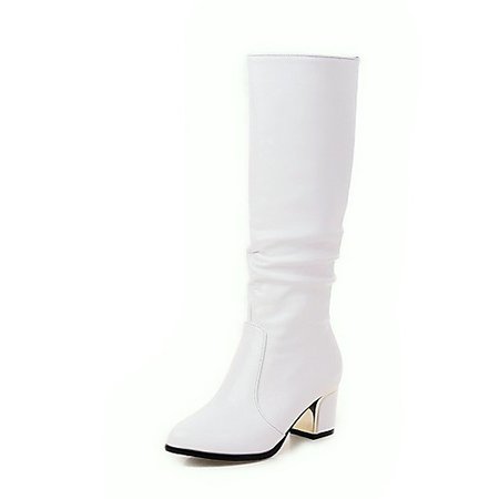 Women's Boots Chunky Heel Round Toe Faux Leather Mid-Calf Boots Fashion Boots Winter White / Black / EU40 2020 - £ 28.22
