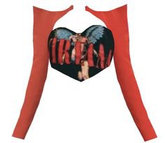 gidle tomboy kpop red black nirvana print corset top long sleeve