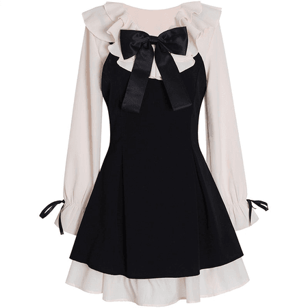black and white dress with bow