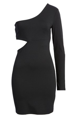 Open Edit One-Sleeve Cutout Body-Con Minidress | Nordstrom