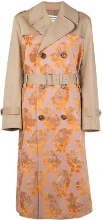 floral pattern double-breasted coat