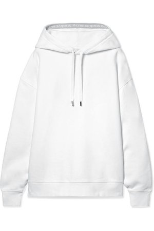 Acne Studios | Yala oversized intarsia-trimmed cotton-jersey hoodie | NET-A-PORTER.COM