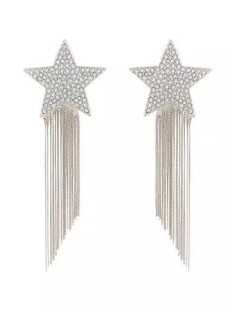 Saint Laurent silver metallic shooting star tassel drop earrings