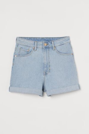 Mom Ultra High Denim Shorts - Light denim blue - Ladies | H&M US