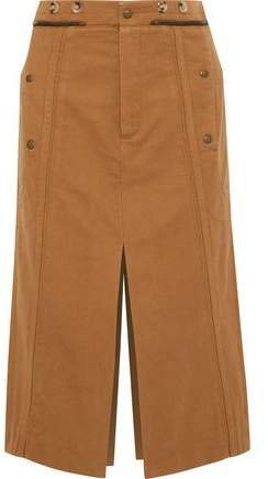Button-detailed Denim Midi Skirt