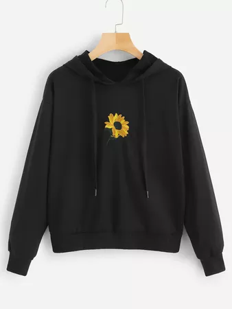 Floral Embroidery Hooded Sweatshirt