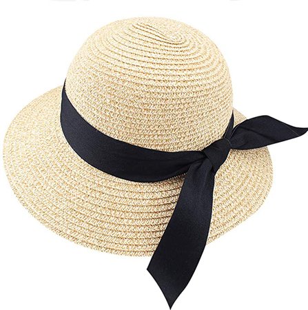 FURTALK Womens Beach Sun Straw Hat UV UPF50 Travel Foldable Brim Summer UV Hat(Large Size (22.4"-23")，Mixed Beige) at Amazon Women’s Clothing store