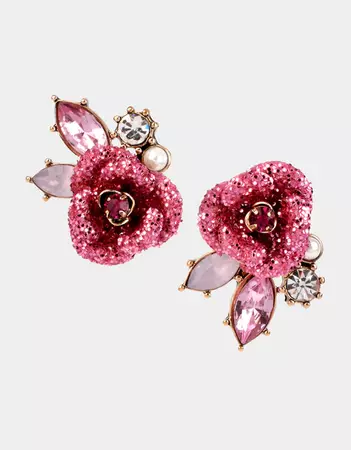 BETSEYS PINK ROSE STUDS PINK Earrings | Rose Stud Earrings – Betsey Johnson