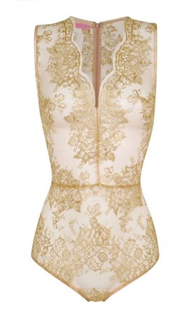coco de mer gaia rouleau button lace bodysuit womens gold