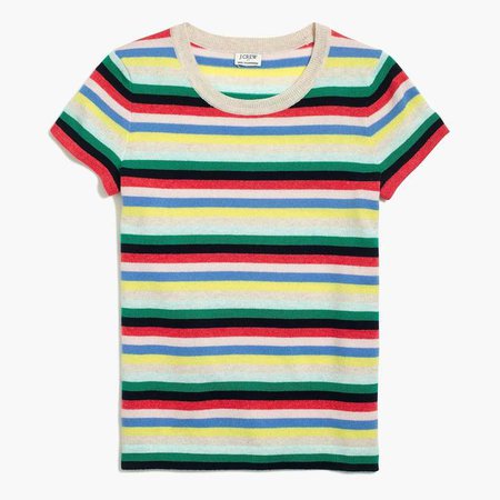 Striped cashmere short-sleeve T-shirt