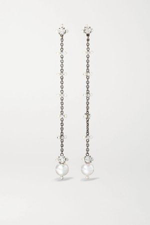 White gold 18-karat blackened white gold, pearl and diamond earrings | Nadia Morgenthaler | NET-A-PORTER