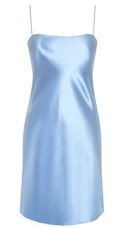 blue silk dress