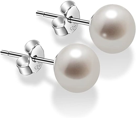 Amazon.com: Pearl Earrings for Women 7-9mm Freshwater Cultured Pearl Stud Earrings 925 Sterling Silver - VIKI LYNN: Clothing