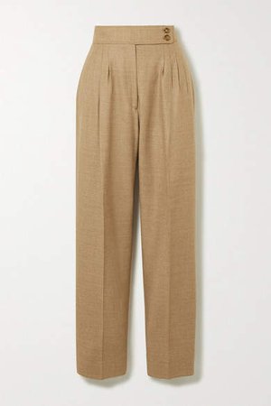 Wool-blend Twill Straight-leg Pants - Beige