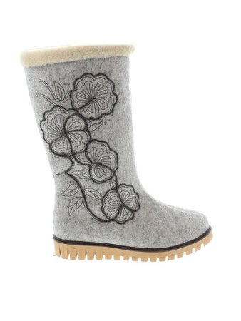 Azura Shoes Grey embroidered embroidery floral Boots Size 39 (EU) - 73% off | thredUP