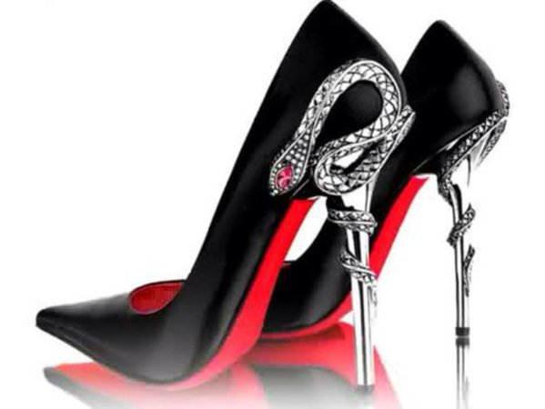 shoes, snake xx, black heels, heels, pumps, green, snake, slytherin, harry potter, silver, pointed toe, black, pointed toe pumps - Wheretoget