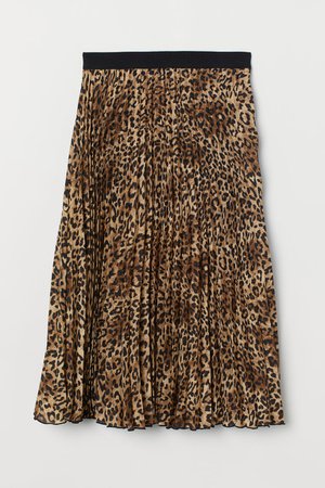 Pleated skirt - Beige/Leopard print - Ladies | H&M GB